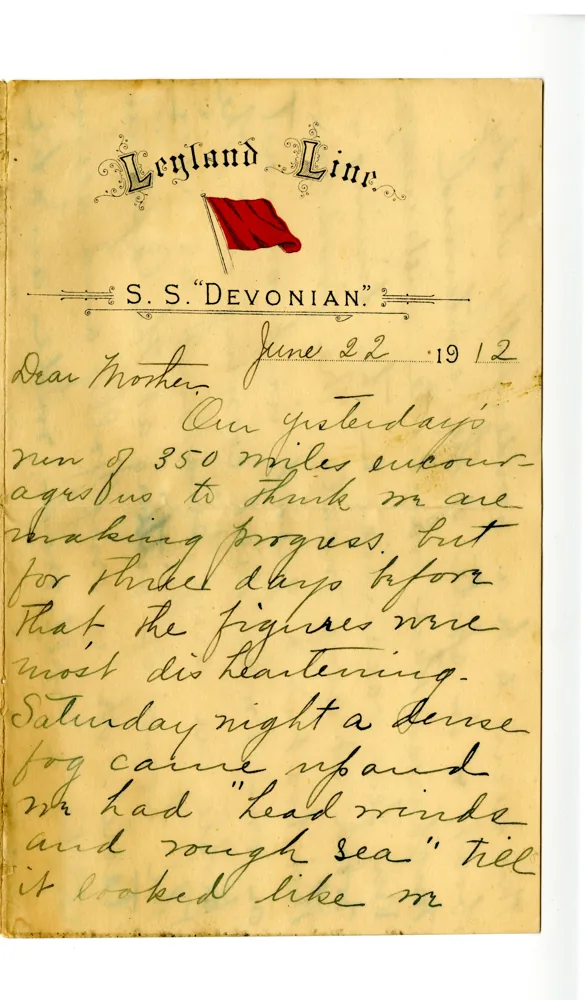 Flowing handwritten letter by Katherine Hurd from 1912