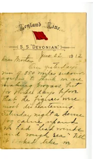 Katherine Hurd handwritten letter from 1912